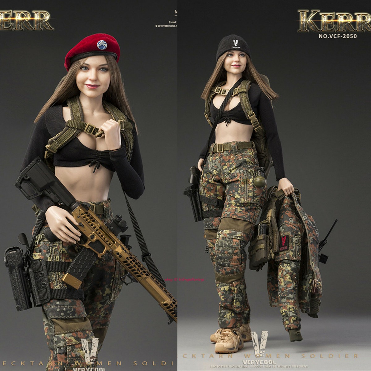 FLECKTARN KERR 1/6スケール女性兵士ミリタリー フィギュア FLECKTARN