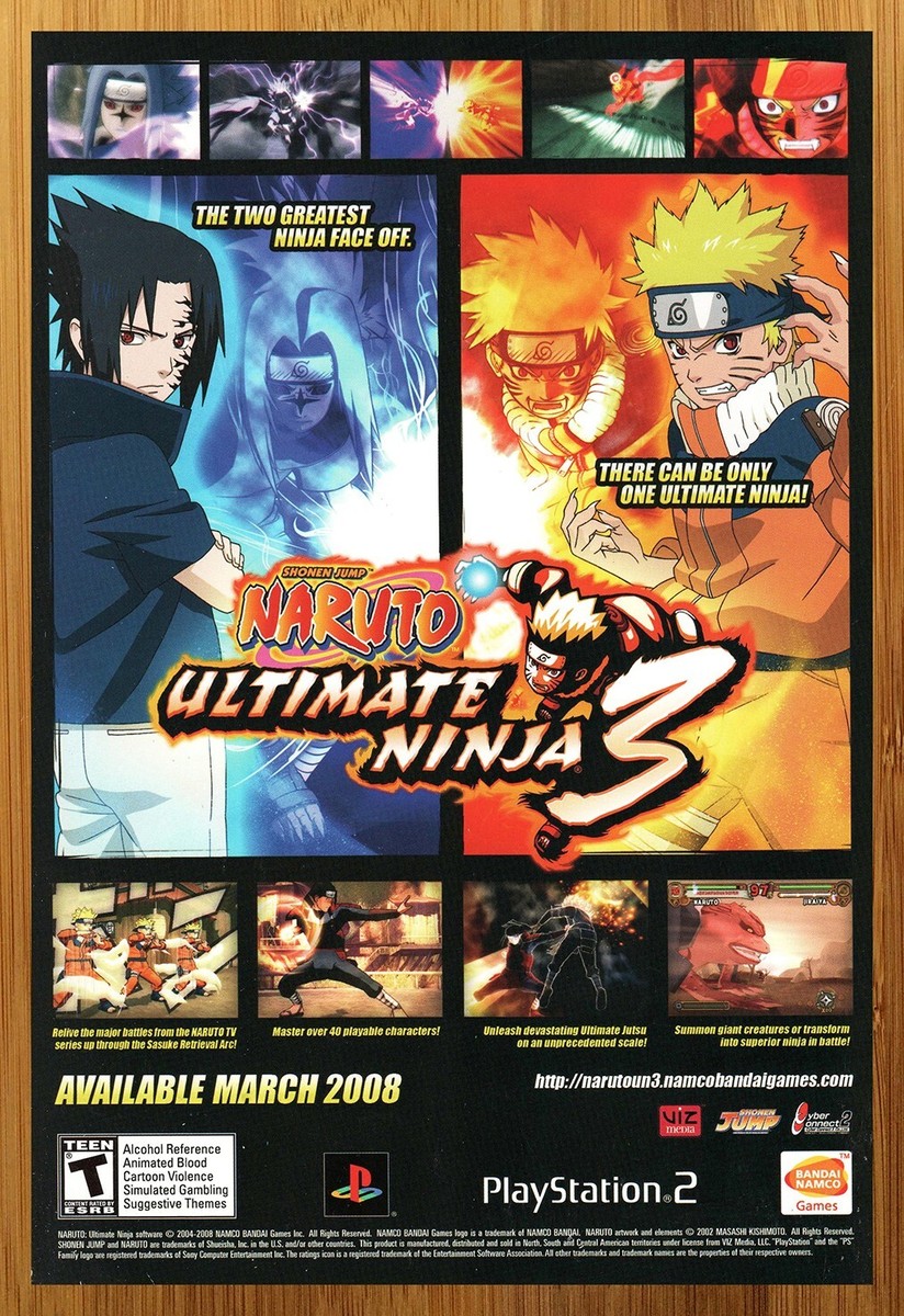 2008 Naruto Ultimate Ninja 3 PS2 Print Ad/Poster Official Video