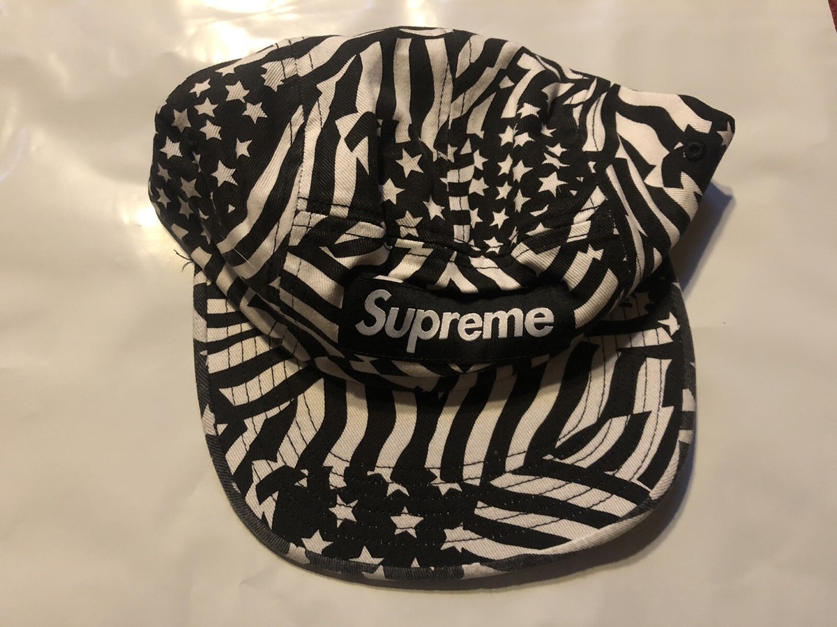 Supreme Washed Chino Twill Camp Cap Black Flags SS20 NEW SHIPS NOW