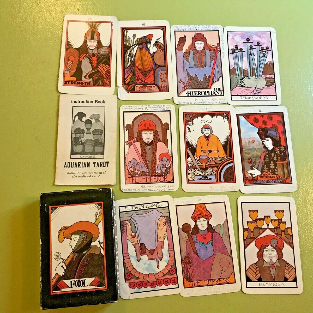 Vintage 1970 Aquarian Tarot Cards Deck Set Box Book Morgan Press