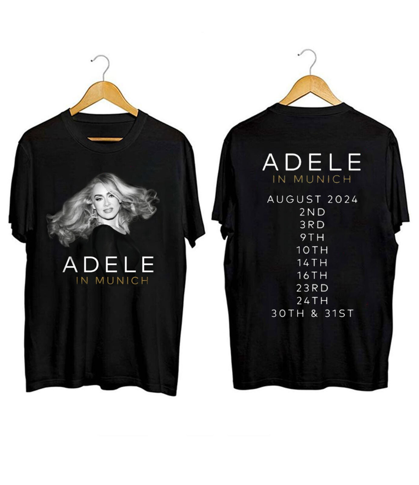 Adele In Munich August 2024 Music Tour Black T-Shirt Gift Fans | eBay