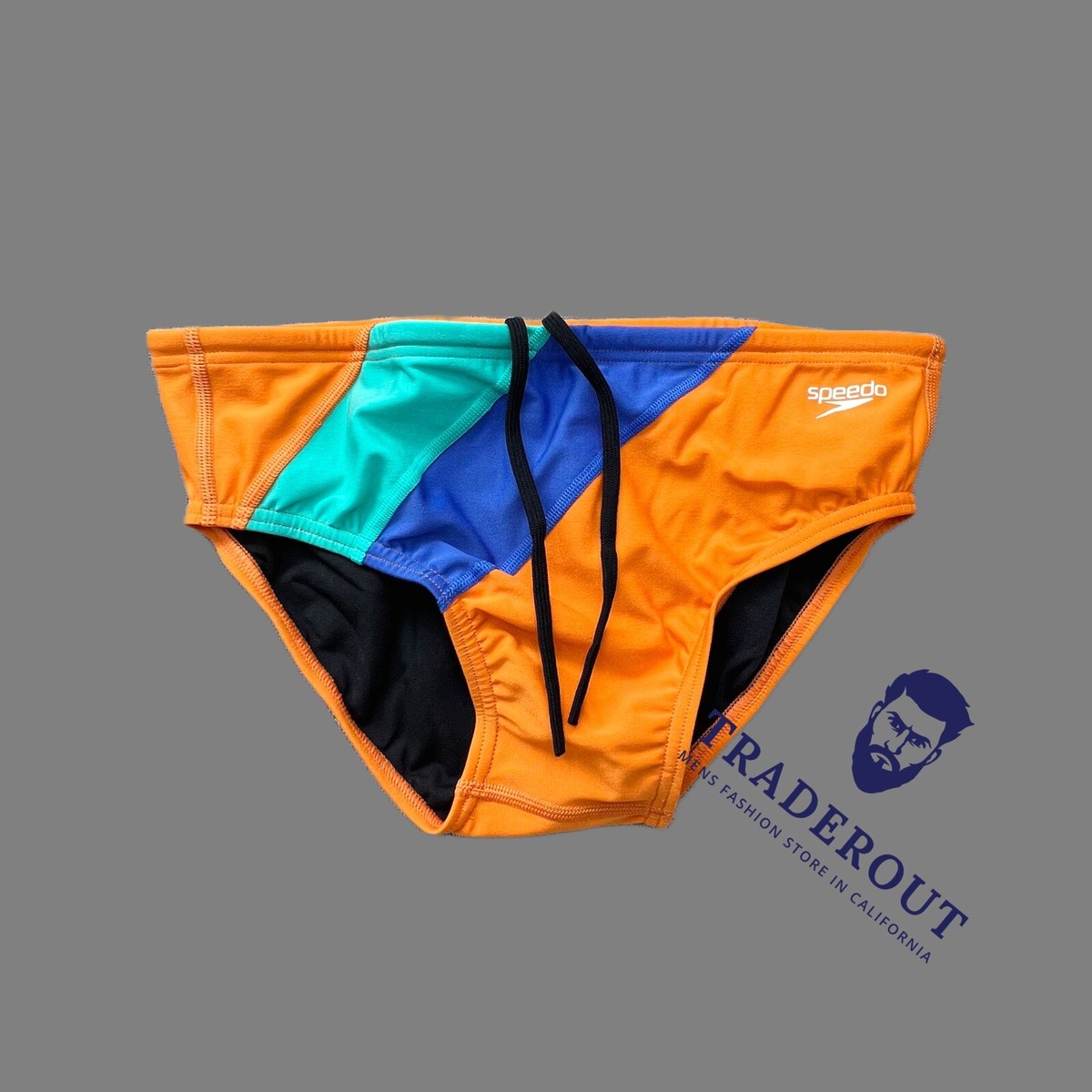 Speedo Men Orange colorblock one Swim Brief Swimwear Size 32 34 | eBay