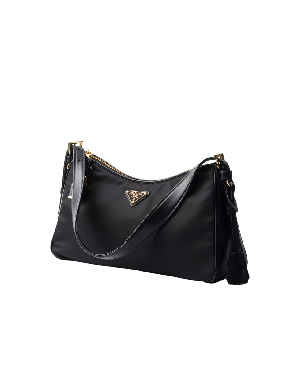 PRADA Aimee Large $2600 Black Re-Nylon Shoulder Bag New And