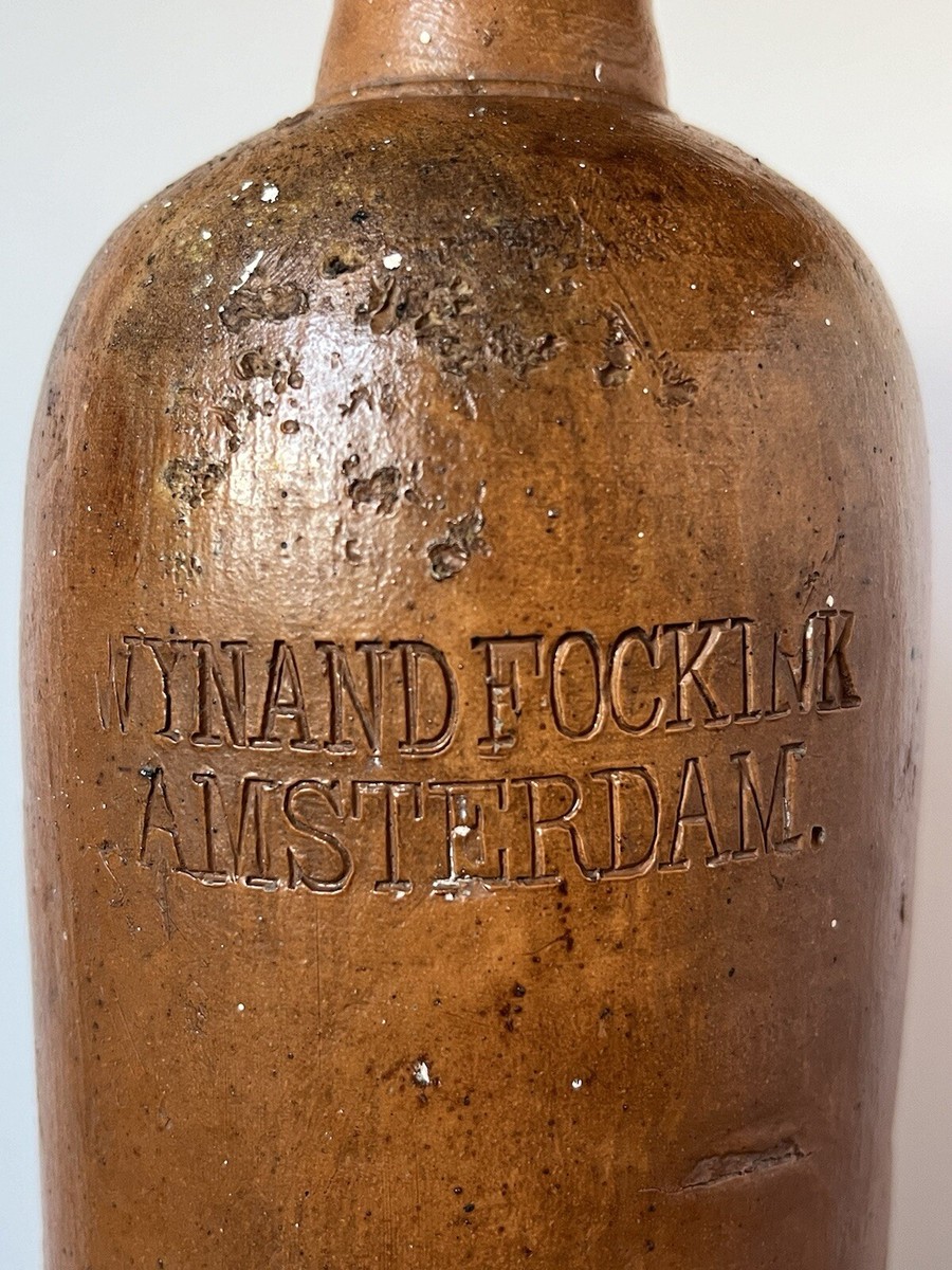 Wynand Fockink Amsterdam 1Liter Stoneware Gin Bottle H: 11 1/2” D