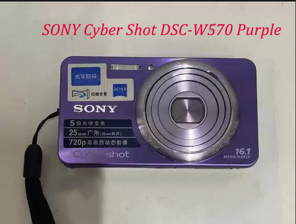 SONY Cyber Shot DSC-W570 Purple 16.1MP Digital Camera 5x Optical