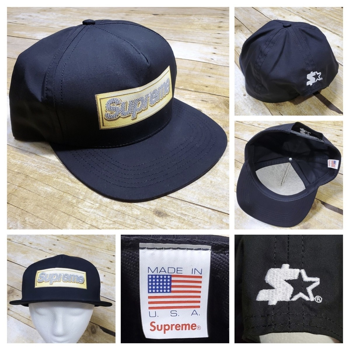 New Supreme x Starter Bling Box Logo 5-Panel Cap Rare Blk SS13