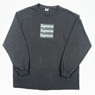 Supreme Black Asspizza Triple Box Logo Long Sleeve T-Shirt Size XL