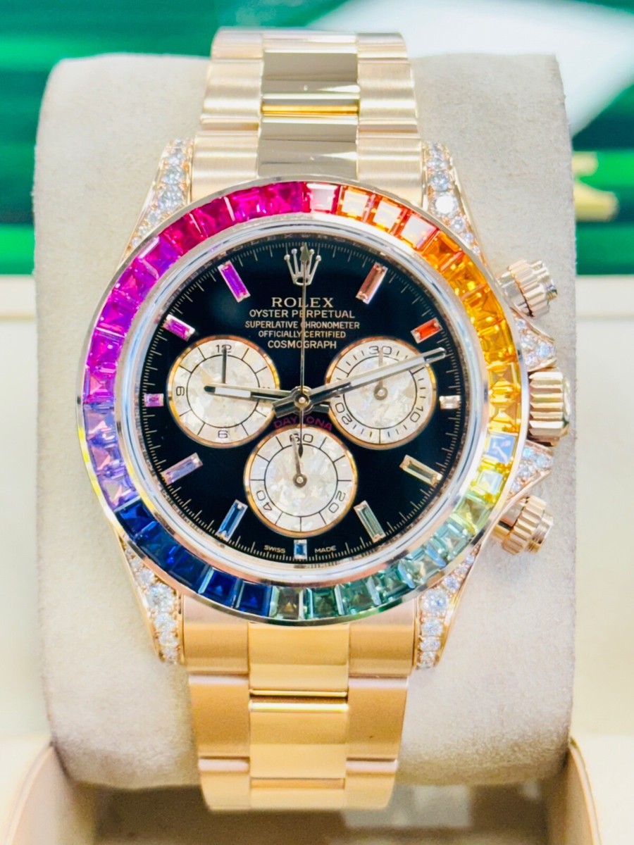 Rolex Daytona 116505 Custom Rainbow Diamonds and Sapphires 18K