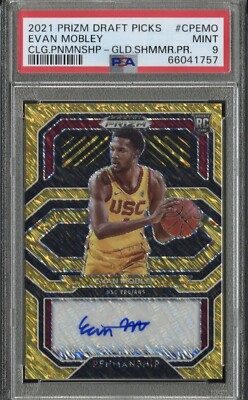 2021-22 Panini Prizm Draft Evan Mobley Rookie Gold Shimmer Auto 2