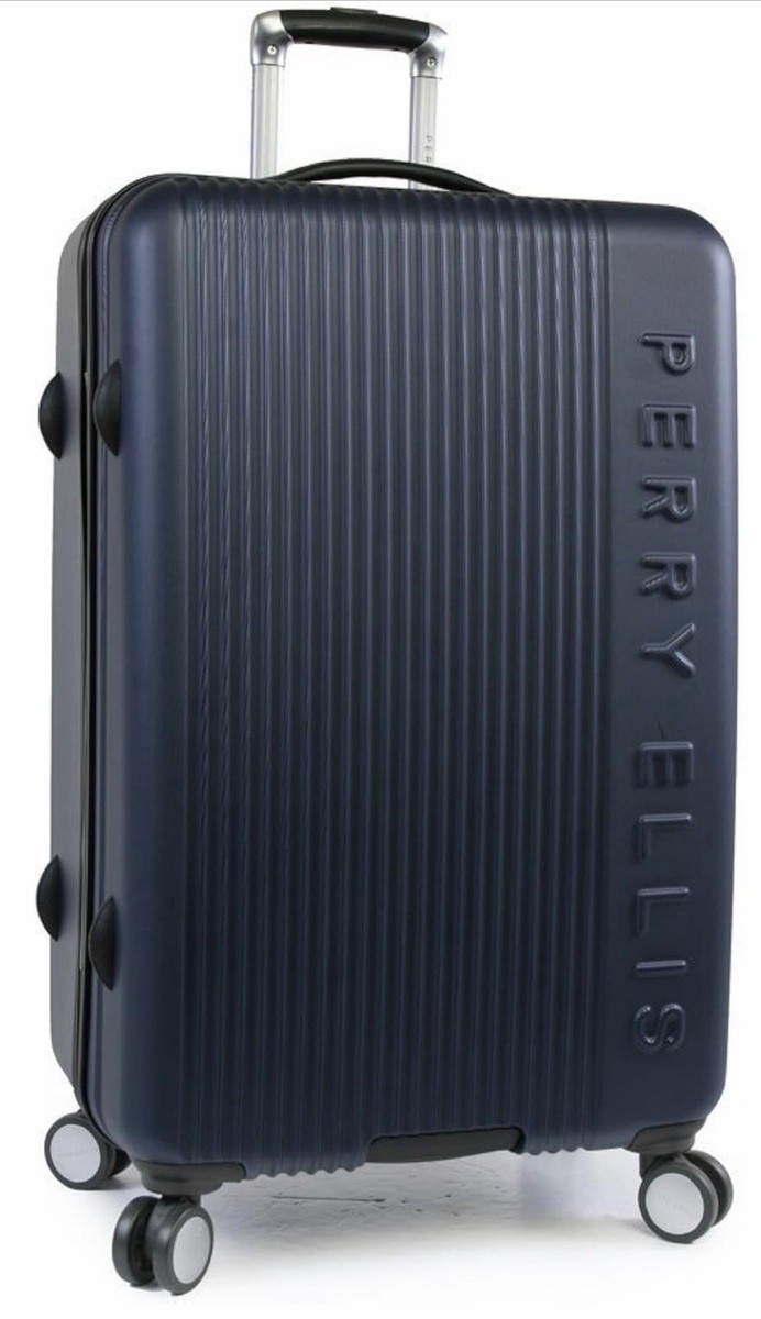 Perry Ellis Forte Hardside Spinner Check in Luggage 3 PC Set Navy