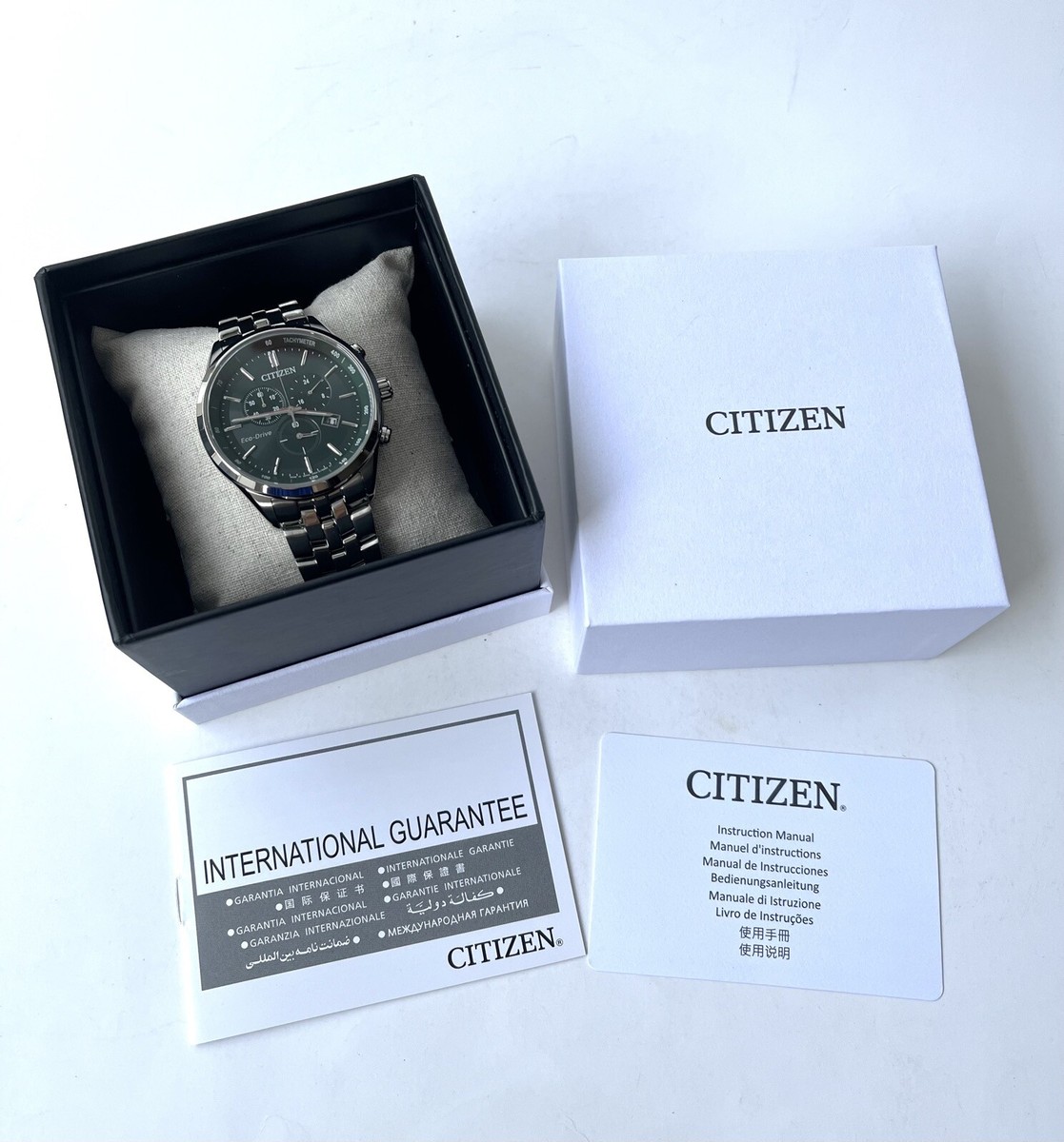 New! Citizen Watch EcoDrive AT2149-85X Chronograph Green Dial
