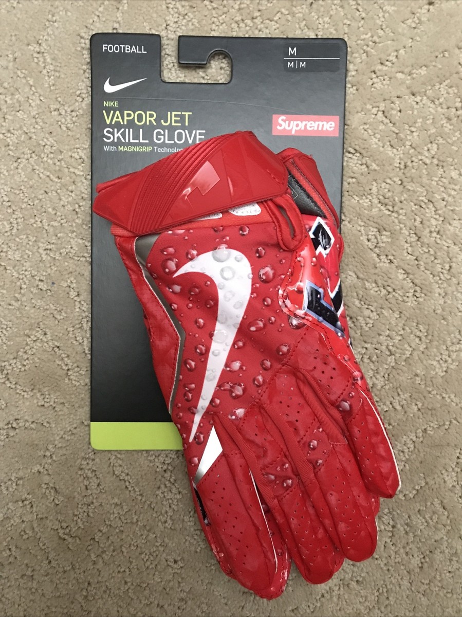 Supreme Nike Vapor Jet 4.0 Football Gloves Size Medium Red FW18