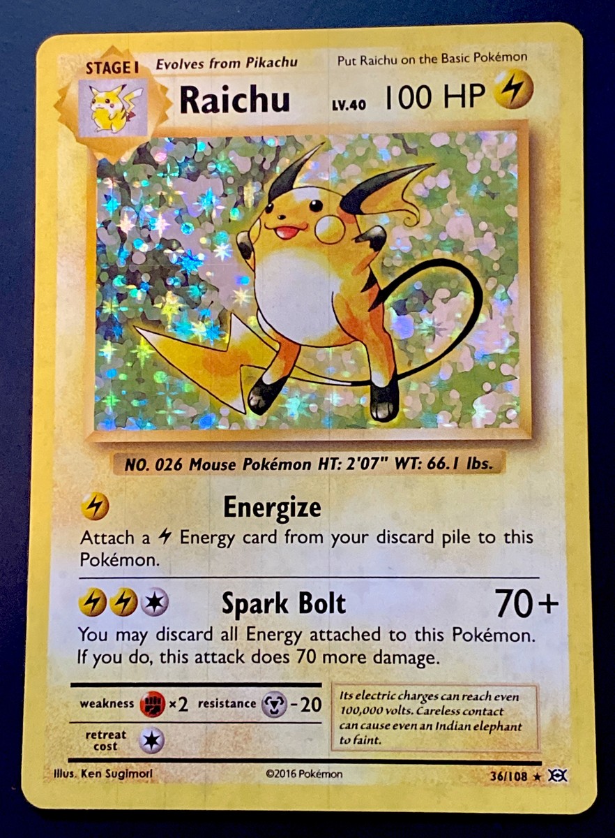 Raichu 36/108 Print Line Error XY Evolutions 2016 Error Misprint
