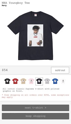 Supreme NBA Youngboy Tee Fall/Winter 2023 Size Large Navy | eBay
