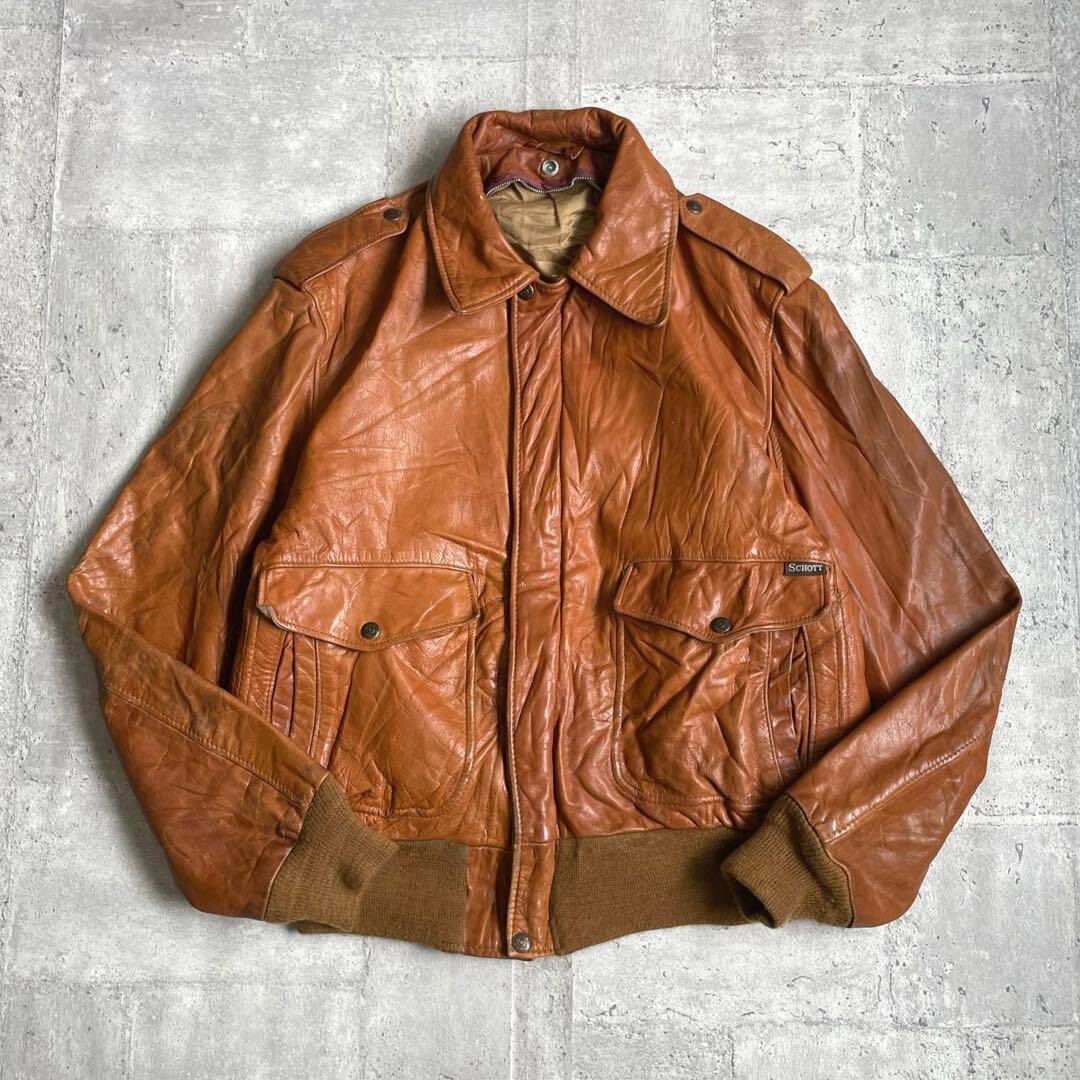schott 184sm g-1 42 usa製 ブラウン レザージャケット schott 184sm g