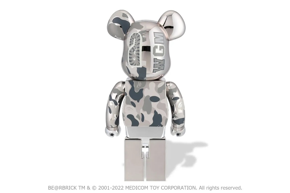 BE@RBRICK BAPE CAMO SHARK 1000％ GOLD & SILVER set Medicom Toy