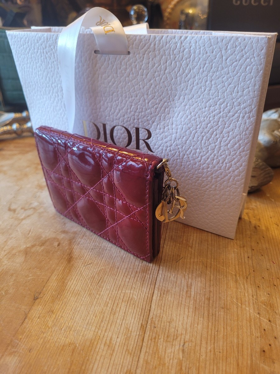 Mini Dior Gardenia Patent Red Wallet | eBay