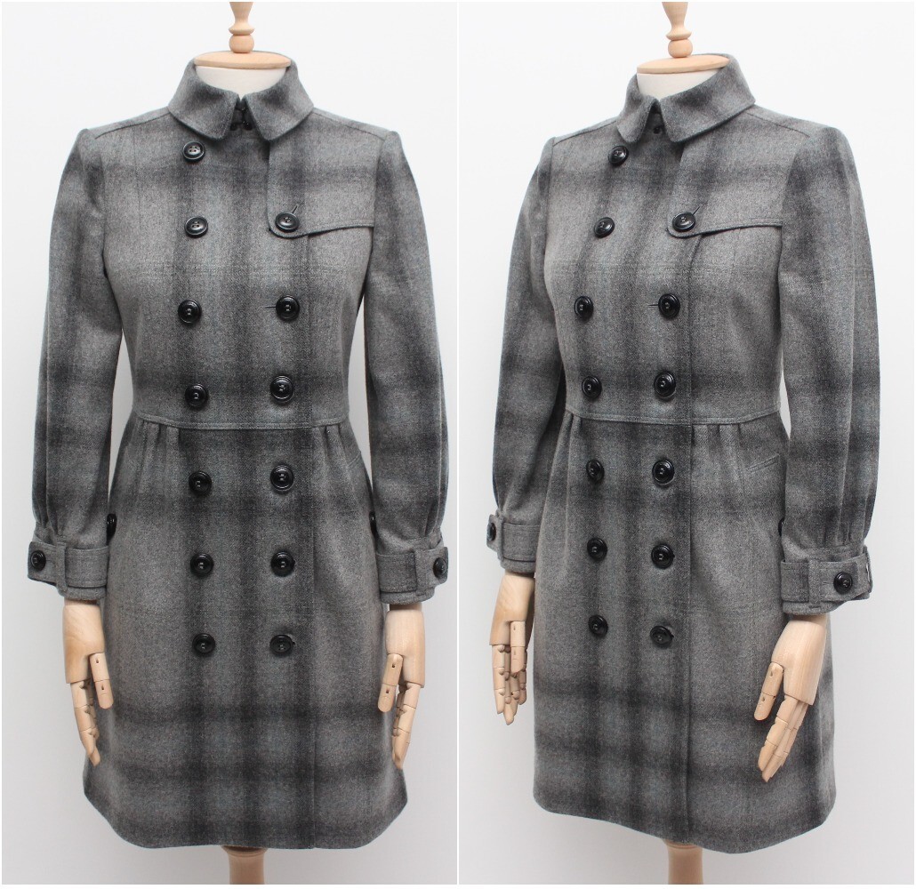 Women's BURBERRY London Wool Cashmere Nova Check Long Coat RARE