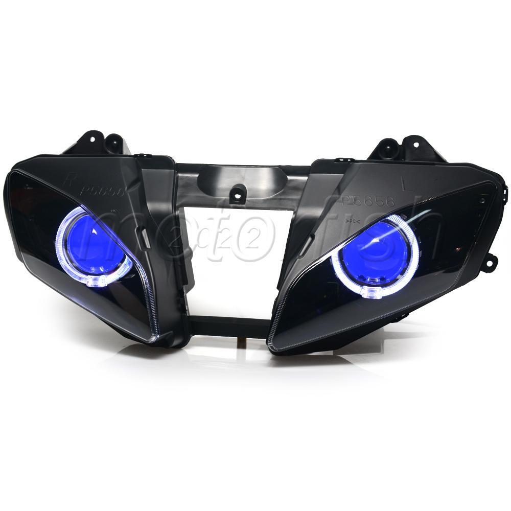 Assembly Projector White Angel Blue Devil Eyes Headlight for