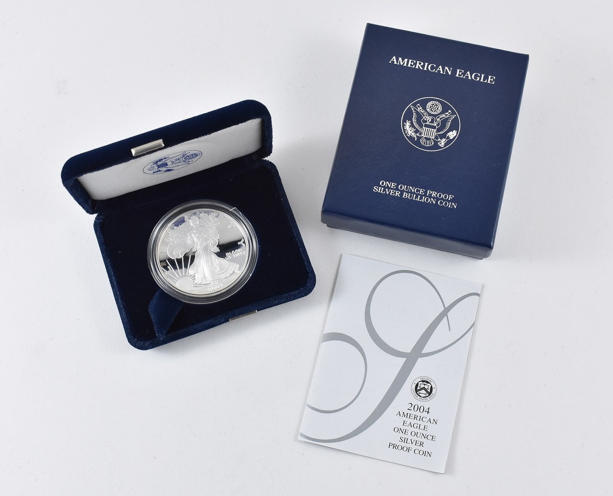 2004-W American Silver Eagle PROOF 1 Oz Silver - Coin & Box & COA