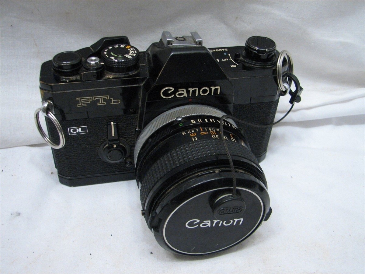 Canon FTb QL 35mm SLR Camera Body Black w/FD 50mm 1.4 Fast Lens
