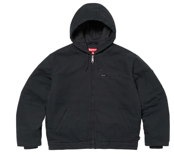 Supreme®/Thrasher® Hooded Work Jacket Neckface Black Size Large In