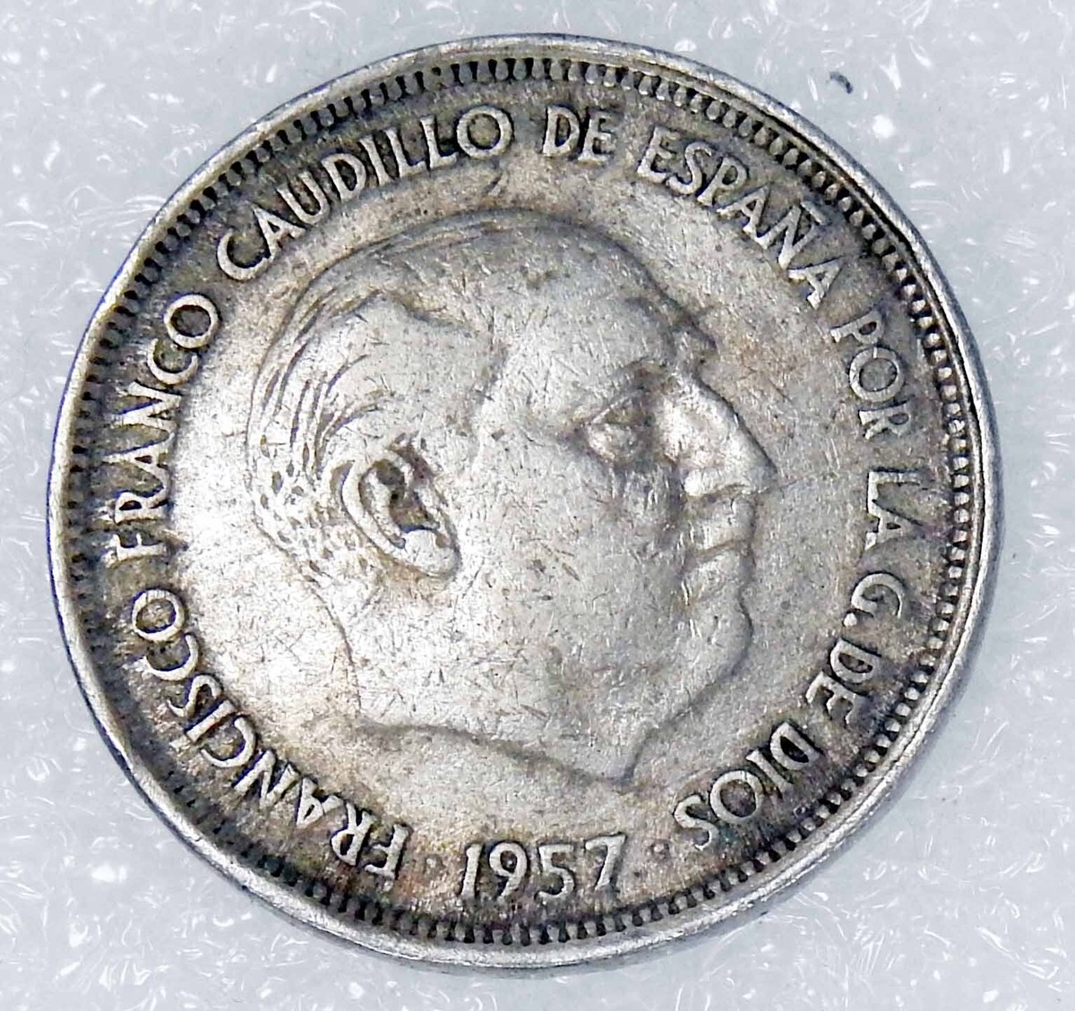 Spain 1957 25 PTAS Pesetas Coin Francisco Franco Caudillo De