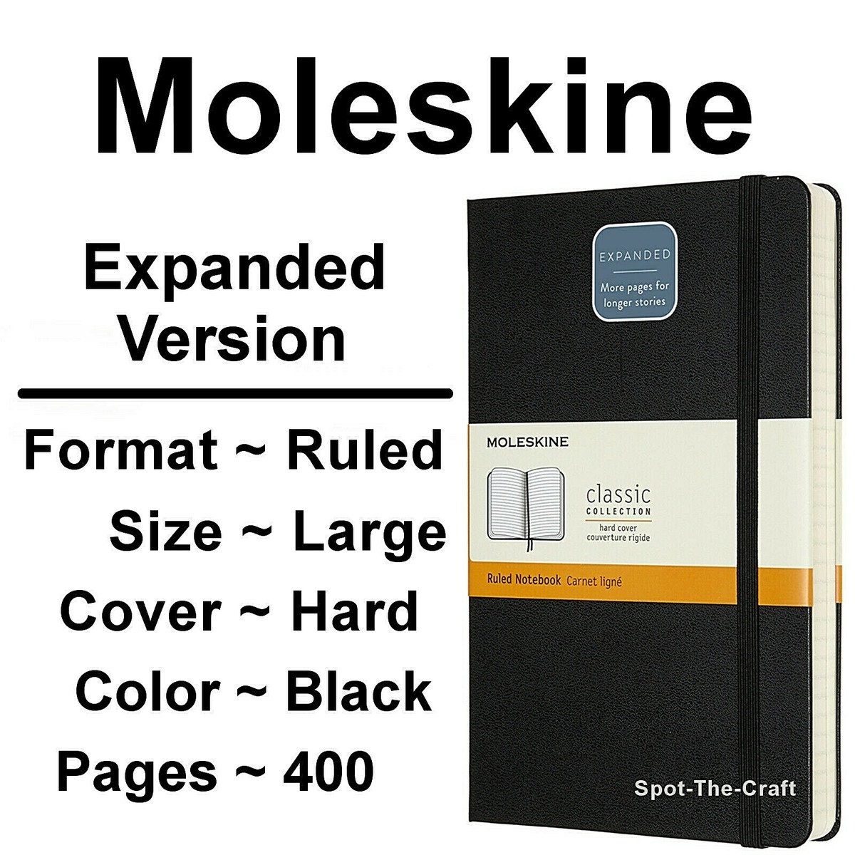 x Moleskine Notebook Classic Black Large Ruled Hard Cover Expanded