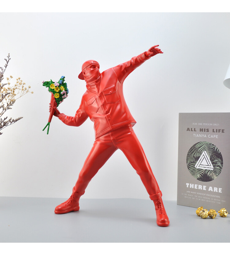 置物 BANKSY FLOWER BOMBER RED ver 置物 BANKSY FLOWER BOMBER RED