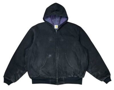 Vintage Carhartt jb6865 Denim Aztec Lined Jacket Double Black Size