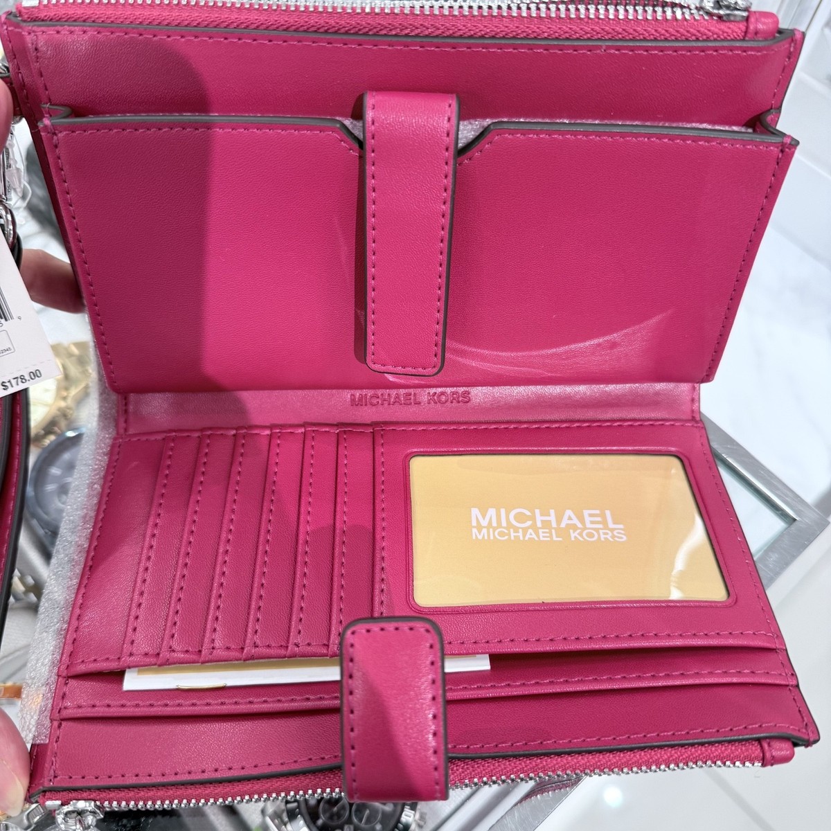 Michael Kors Jet Set Travel Double Zip Wristlet Wallet MK Logo