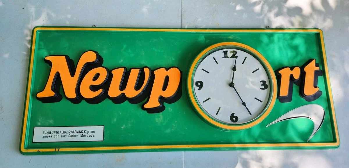 Rare Vintage Newport Double Sided Wall Hanging Cigarette Clock