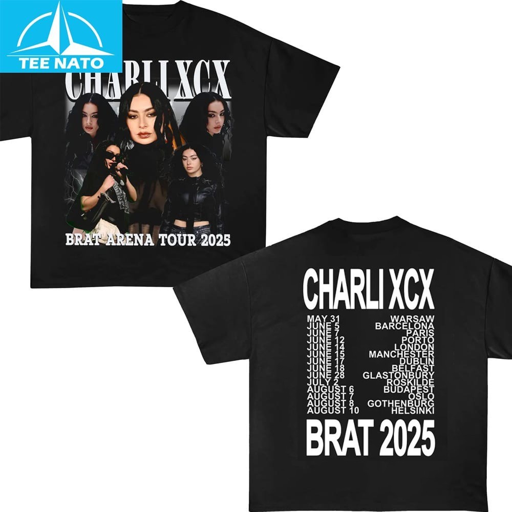CharlIi XCXX Brat 2025 Tour Shirt Twoside S-5XL Black Cotton