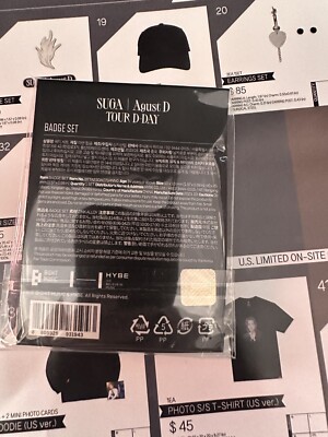 BTS SUGA Agust D TOUR 'D-DAY' Official Merch Badge Set | eBay