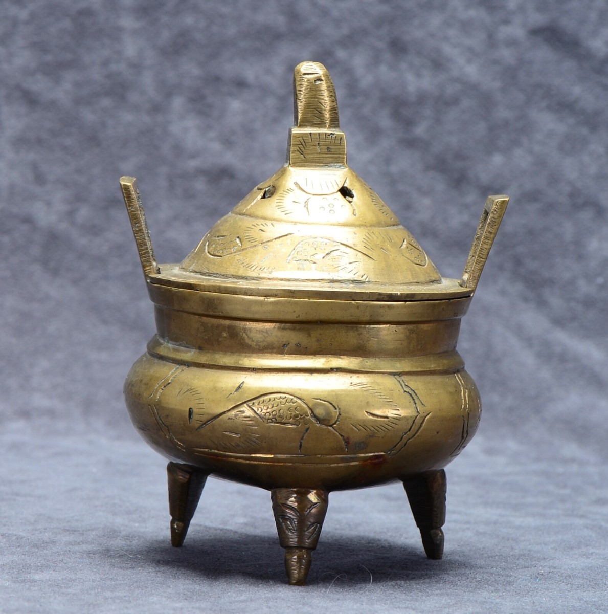 古美術 銘有 銅製 香炉 麒麟 鳳凰 骨董 アンティーク 古美術 銘有 銅製