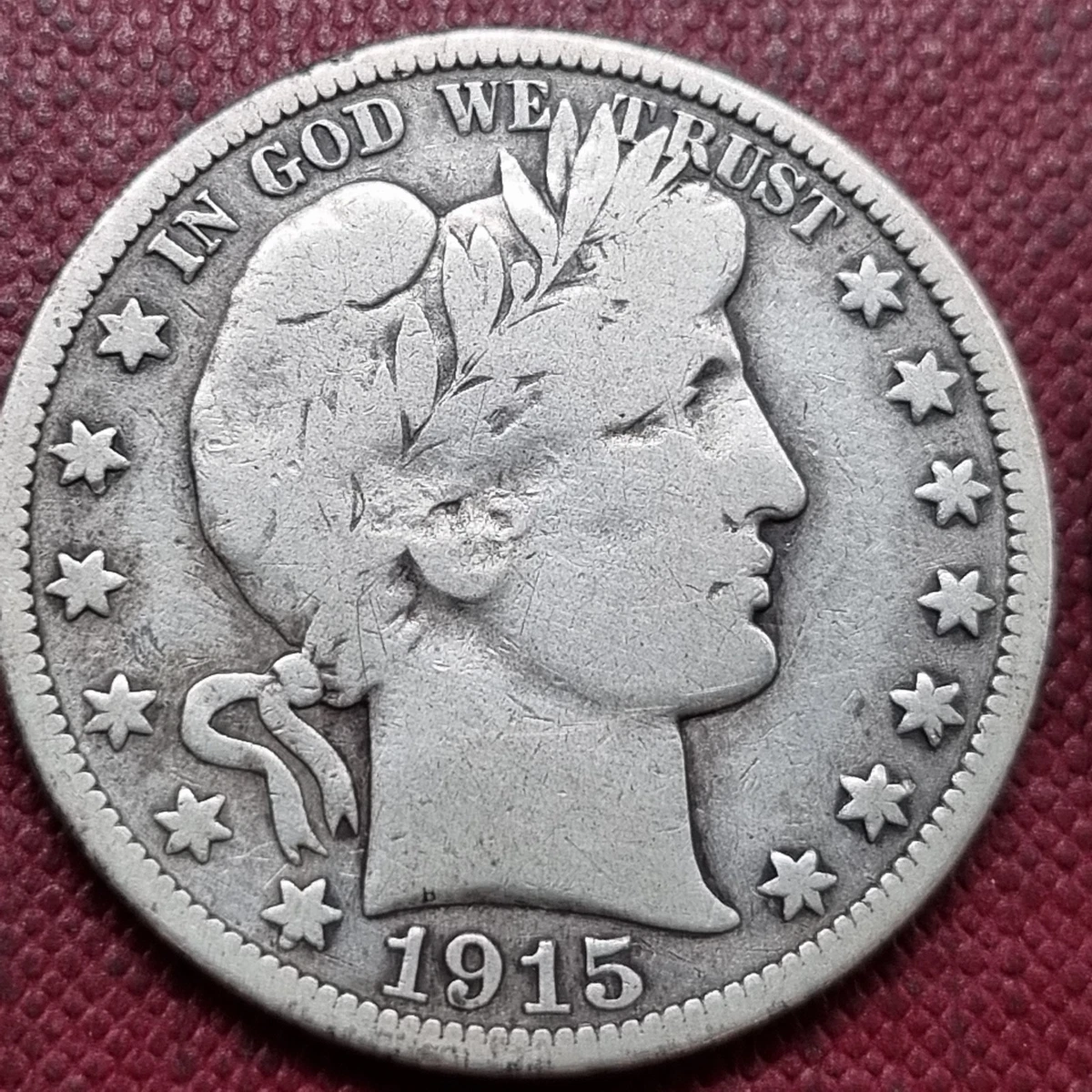 専用(稀少な状態)アメリカ合衆国 バーバー ハーフダラー銀貨 1915 D