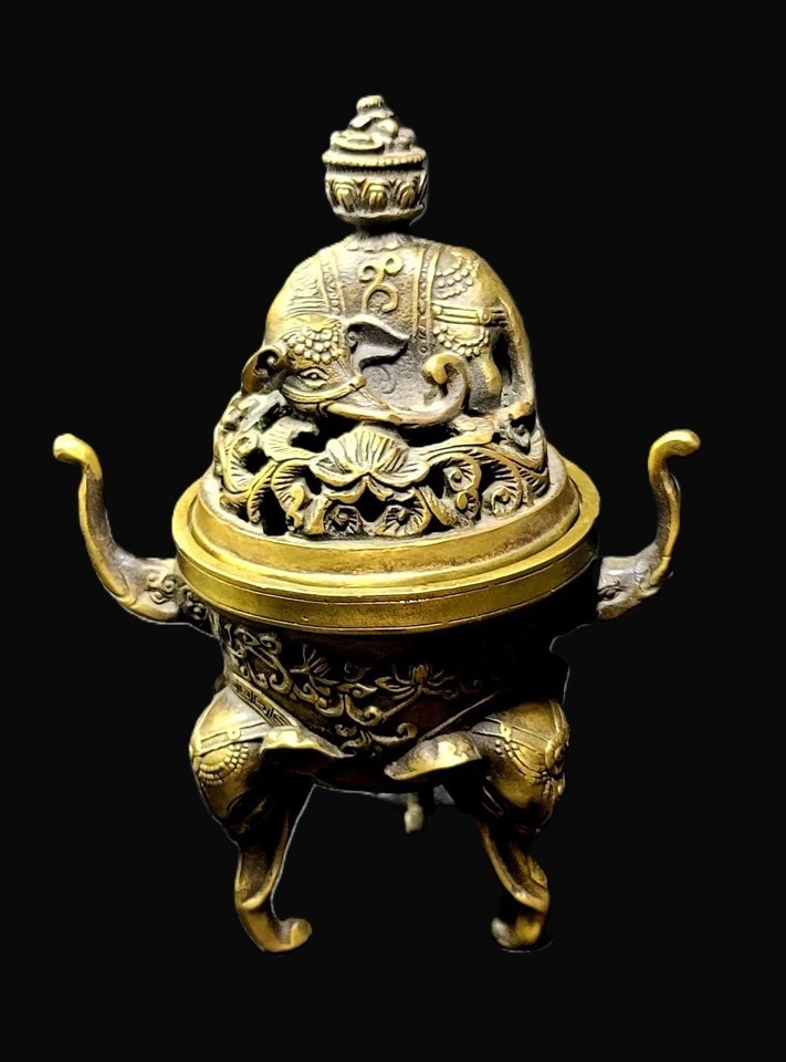 銅製 提梁暖手炉 八宝手炉 香炉 香道具 店舗 室内 装飾品 工芸品 置物