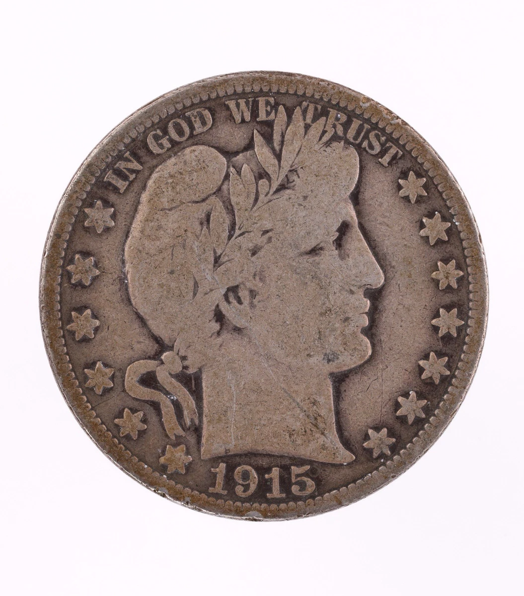 稀少な状態)アメリカ合衆国 バーバー ハーフダラー銀貨 1915 D 稀少な