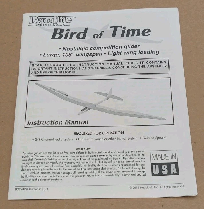 レア！ Dynaflite Bird of Time 木製模型キット レア！ Dynaflite Bird