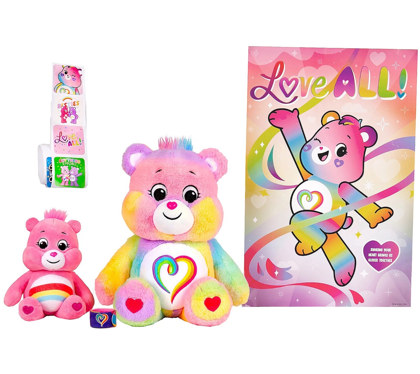 Care Bears 16” Togetherness Rainbow Bear + 9” Cheer Bear Plush Toy