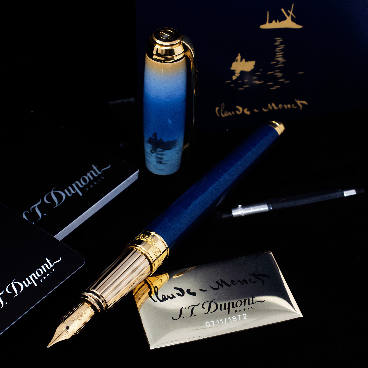 S.T. Dupont Monet Blue and Gold Fountain Pen Limited Edition