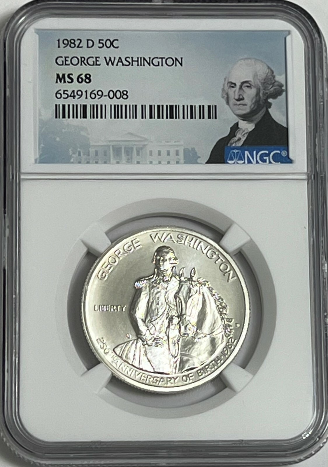 1982 D NGC MS68 Silver George Washington Commemorative Half Dollar