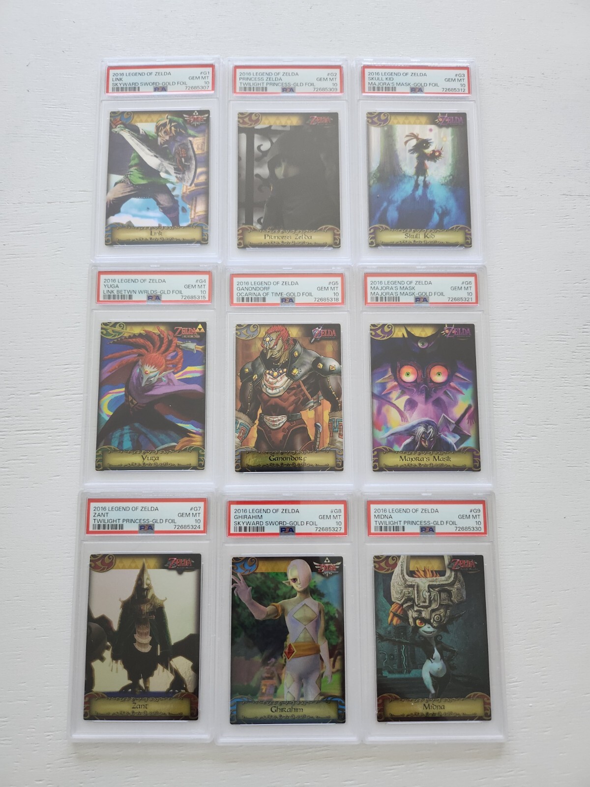 PSA 10 Gold Foil Set - 2016 Legend of Zelda Enterplay Trading
