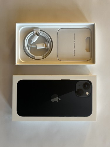 Apple iPhone 13 BLACK 128 GB EMPTY BOX ONLY W/ Cable, Sticker