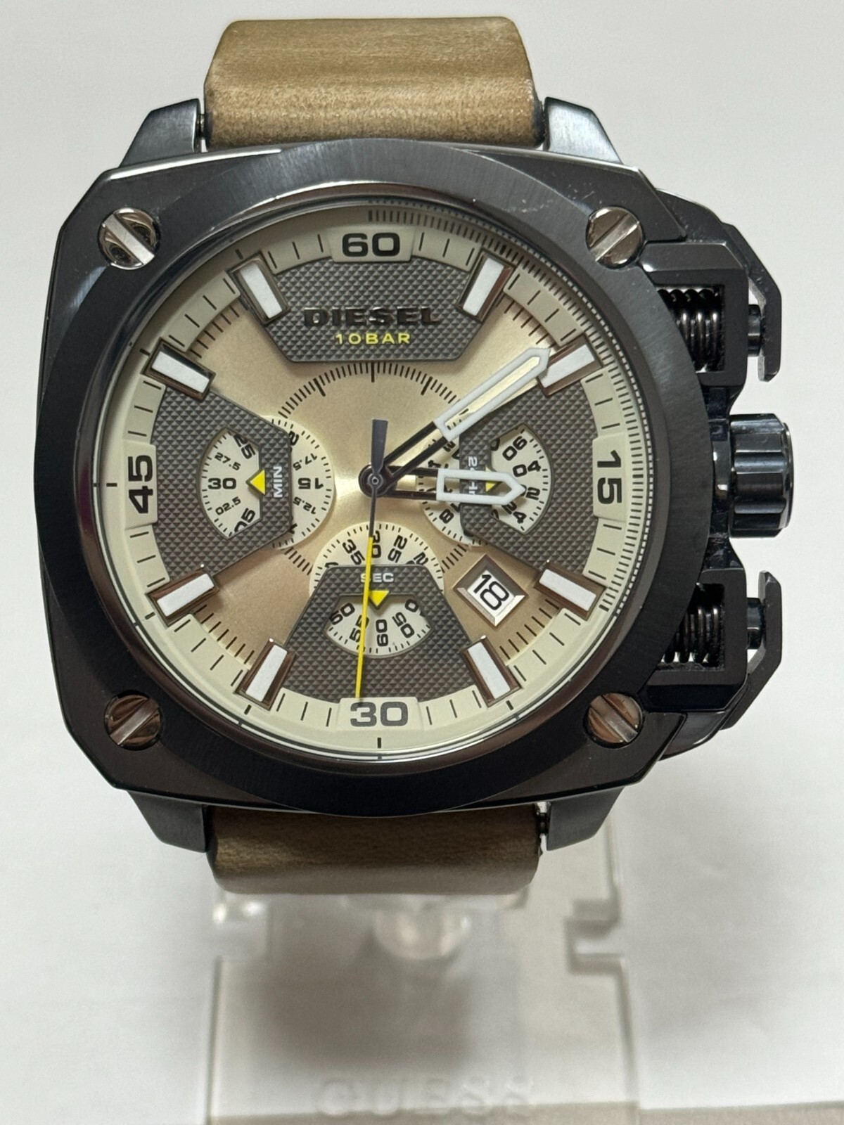 Diesel DZ-7342 Taupe Dial Leather Strap Chronograph Men's Watch | eBay