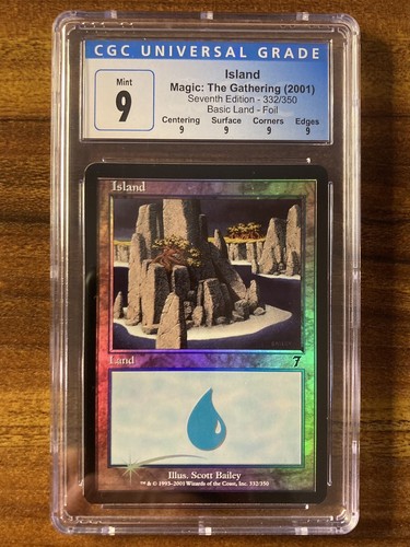 MTG✨ISLAND FOIL✨7th Edition CGC Quad 9's MINT Land 2001 SCOTT