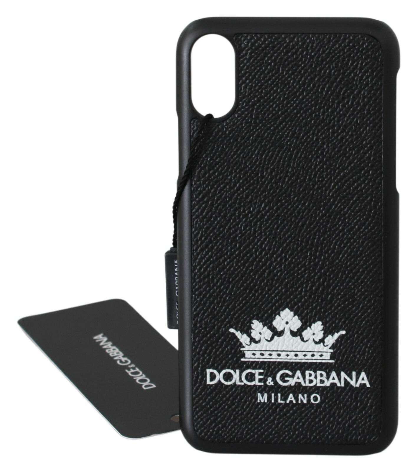 DOLCE & GABBANA Phone Case Cover Skin Black Leather White Logo