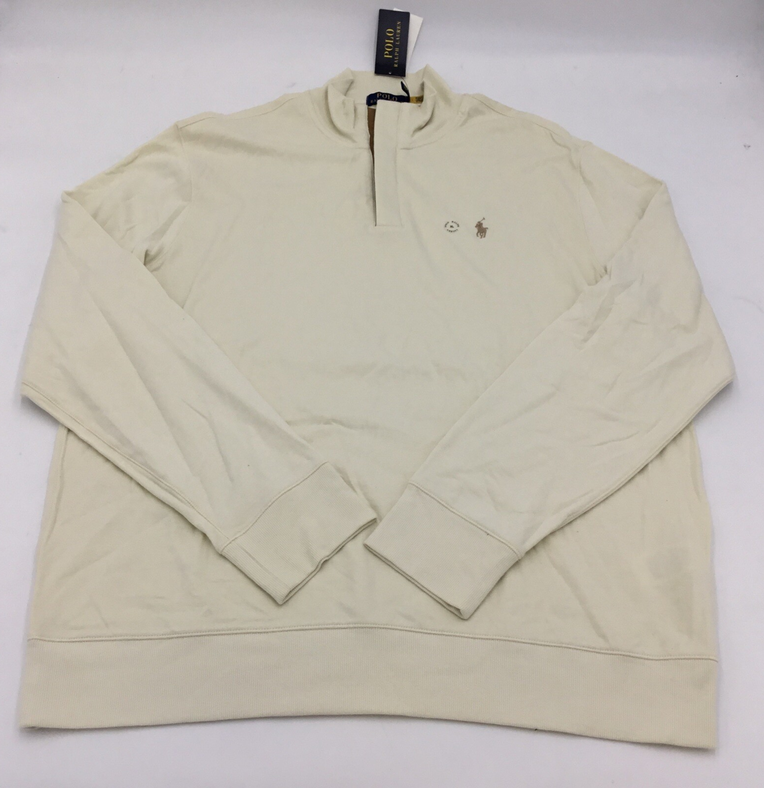 $138 Polo Ralph Lauren Men's Luxury Jersey 1/4 Zip Pullover, Cream