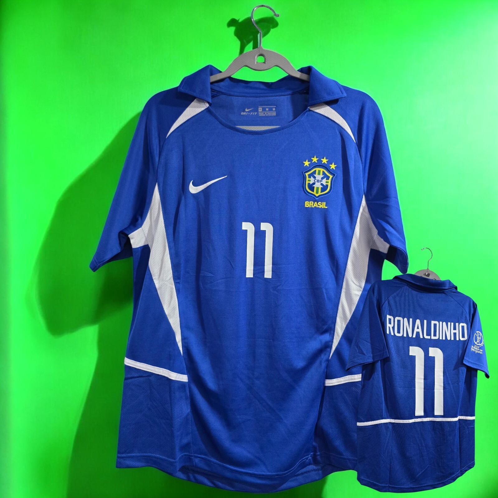 BRAZIL AWAY 02 - World Cup Korea Japan - RONALDINHO # 11 - MED