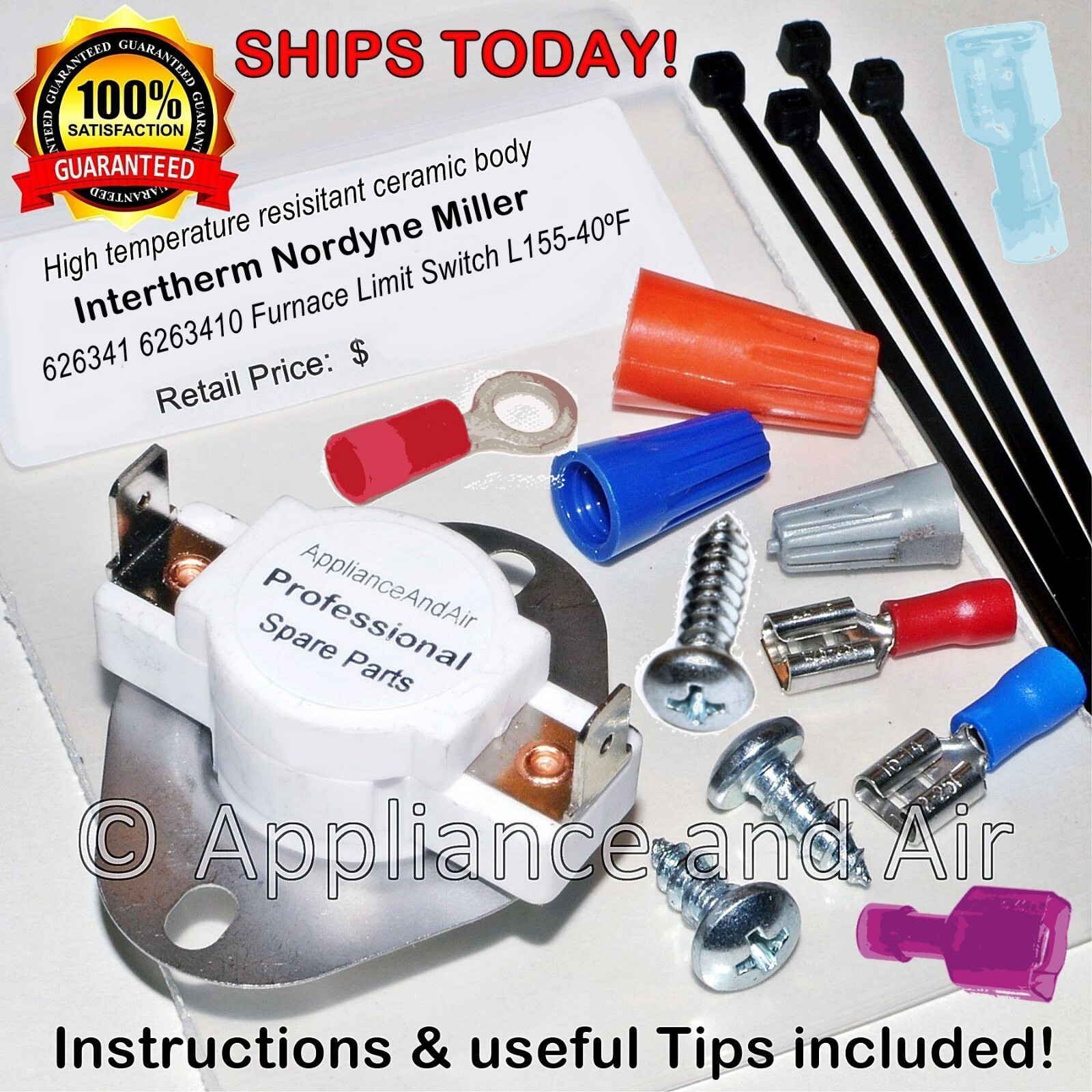 626341 6263410 Intertherm Nordyne Miller Limit Switch L155-40F